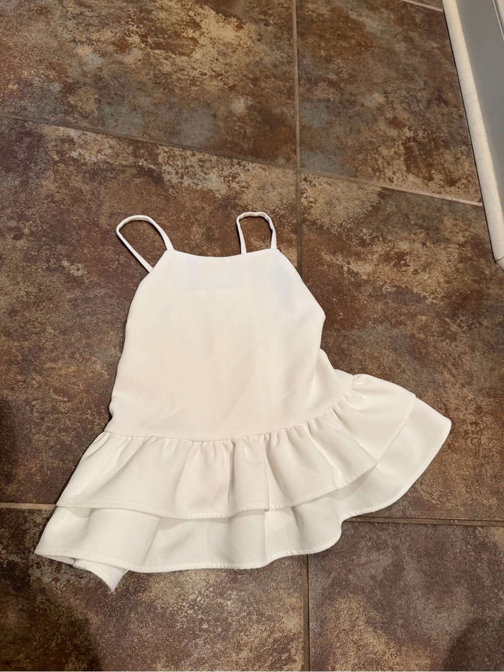 White Ruffled Spaghetti Strap Top